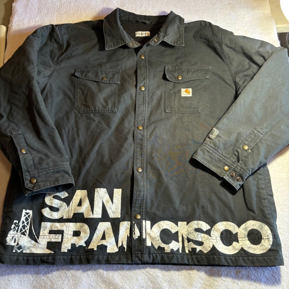 Carhartt Mens San Francisco Golden Gate Bridge Fleece Lined Canvas Shirt Jacket